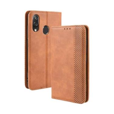 Imagem de Capa para ZTE Blade V10 Vita,Retro Flip magnético,Caso de telefone de couro PU,Design de carteira com 3 slots de cartão e 1 clipe de dinheiro -Brown