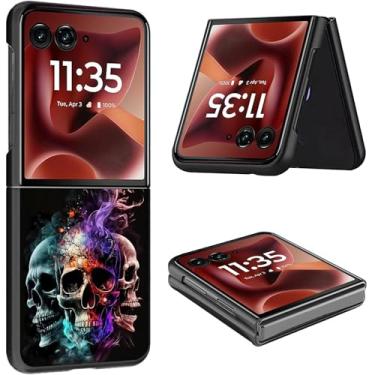 Imagem de CGFGHHUY Capa protetora para Samsung Galaxy Z Flip 7 2025 fina e leve para PC à prova de oscilação para Samsung Galaxy Z Flip 7 de 6,9 polegadas - Caveira de gelo de fogo