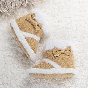 Imagem de Botas para bebês meninos meninas meninos aconchegantes quentes inverno neve antiderrapante sola macia infantil infantil pré-andador, A01/cáqui, 12-18 Months Toddler