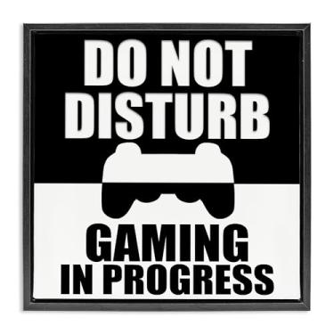 Imagem de Stupell Industries Do Not Disturb Minimal Gamer Preto Emoldurado Tela Floater Arte de Parede Design por Kim Allen, 18 x 18