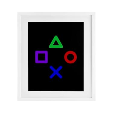 Imagem de Stupell Industries Formato de botão de jogo impressão emoldurada branca sob vidro, design de Kim Allen, 53 x 43 cm