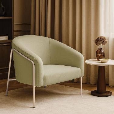 Imagem de Poltrona Sala Industrial Alta Champanhe Stella Bouclê D03 - D'rossi Cor Pistache