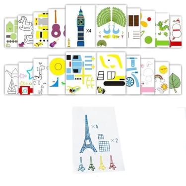 Imagem de Moldes de papel para impressora 3D para caneta de impressão 3D, modelo de desenho de impressora 3D para caneta 3D, modelo de grafite reutilizável, 40 padrões com placa transparente de PVC.