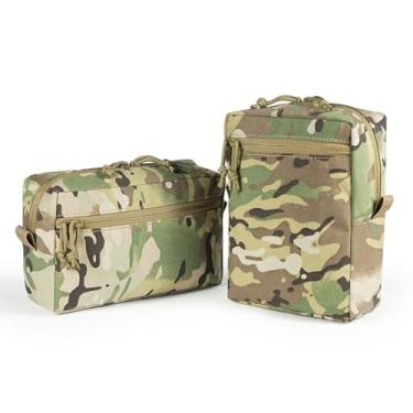 Imagem de LONLOKE Bolsa tática GP larga/alta, bolsas Molle para uso geral, bolsa de armazenamento expandida horizontal/vertical estruturada com painel de gancho e laço (MC-01, pacote)