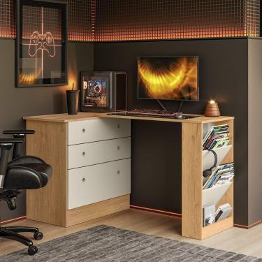 Imagem de Cômoda Com Mesa Giratória Gamer Dritex freijo-off White