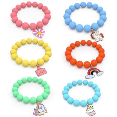 Imagem de EnchaUnicoMon Joias para meninas, conjunto de 6 colares e pulseiras infantis para lembrancinhas de festa, presentes de princesa para aniversário de meninas, One Size, Plástico, Sem Pedra Preciosa