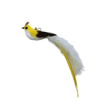 Imagem de Luzhengyang Recargas de varinha Feather Cat Teaser – Cabeças inspiradas em pássaros naturais, acessórios de brinquedo de gato para brincadeiras interativas (pacote com 5) (refil de lianque amarelo)