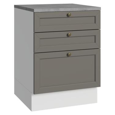 Imagem de Balcão De Cozinha 60 Cm 3 Gavetas Branco/cinza Vik Madesa Branco/cinza