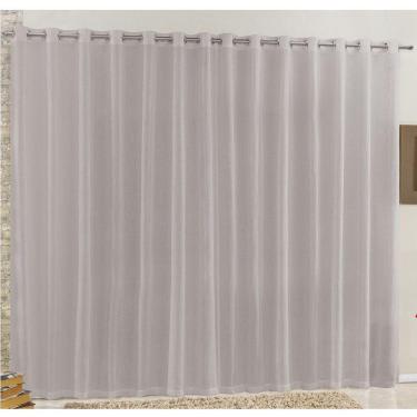 Imagem de Cortina Rubi 2,00M X 1,70M Cinza Tecido Voal Linho Detalhada Sala Quarto Leve