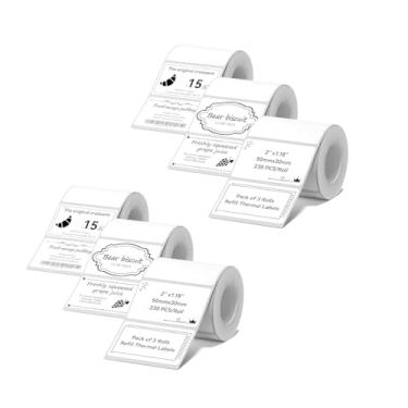 Imagem de Papel térmico para etiquetar 50 × 30 mm, 230 etiquetas/rolo branco, 6 pacotes, compatível com NIIMBOT B1 B21 B31 B3S K3 etiquetadora