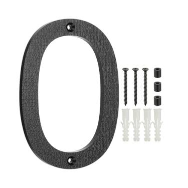 Imagem de PATIKIL Números de casa de 15 cm para fora, número 0 ABS textura de plástico flutuante número de casa número moderno caixa de correio números de porta com kit de unhas para rua residencial ao ar livre