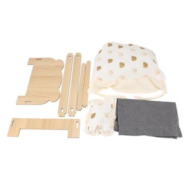 Imagem de Cama de madeira para animais de estimação Estrutura de madeira Sofá elevado para cães e gatos com colchão Almofada removível Design moderno Habitat confortável para dormir para