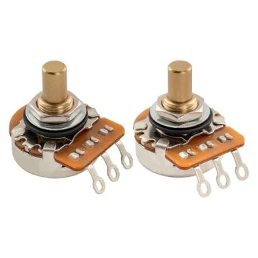 Imagem de Musiclily Potenciômetros Pro HD A1M+B1M de latão sólido de eixo curto de 1/4 polegada de áudio linear para baixo de guitarra elétrica estilo Jazzmaster Jaguar (conjunto de 1A1B)