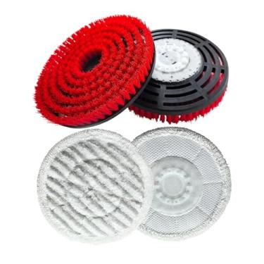 Imagem de ＫＬＫＣＭＳ Escova para esfregão a vapor, cabeça de escova de substituição, limpeza e polimento, almofada abrasiva para polimento, almofada de limpeza para, 2 Vermelhas E 2 Cinzas