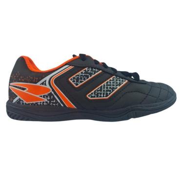 Imagem de Chuteira Tênis Futsal Dray 305 Preto-Laranja infantil Original Unissex Solado Preto-Unissex