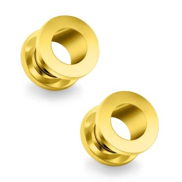 Imagem de Ruifan Calibres para orelhas ASTM F136 titânio alargador único alargador parafuso alargador de orelha kit alargador alargador plugues piercing para mulheres homens 6G 14K preenchido com ouro