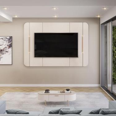 Imagem de Painel Decorativo Deep TV atÃ:copyright: 65' Luminárias Douradas OffWhite G18 - Gran Belo