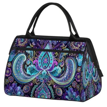 Imagem de Bolsa pequena para o fim de semana para mulheres, homens, com pintura de girassol, dobrável, bolsa esportiva leve para academia, Cor: 4, 15.2*8.3*11.6 inch, Moderno