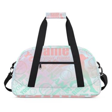 Imagem de Bolsa esportiva personalizada com nome de beisebol colorida com nome, bolsa de dormir personalizada, bolsa de fim de semana, bolsa de treino para dança, balé, academia, ginástica, mala, viagem