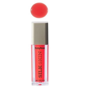 Imagem de Gloss Labial Lip Oil Silk Skin Néctar Lips Ruby Rose 5ml Hidratação Intensa, Acabamento Espelhado, Textura Leve e Confortável (Shine Rouge)
