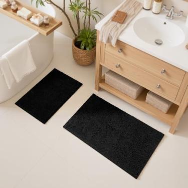 Imagem de Cupic Cupid Conjuntos de tapetes de banheiro de chenille de 2 peças, tapetes de banheiro antiderrapantes laváveis, tapetes de banho absorventes macios extragrossos, tapetes felpudos de secagem rápida