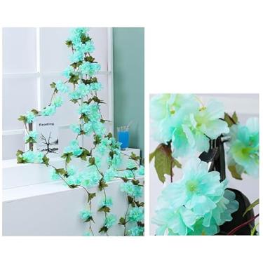 Imagem de Naroote Decoração de Guirlanda de Videira de Cereja, Flor Vívida de 1,8 M de Comprimento de Seda e Videira Artificial de Plástico para Decoração de Loja Doméstica, Presente Ideal para Entes Queridos