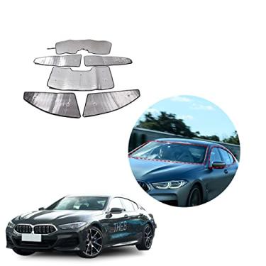 Imagem de Protetor solar de janela completa compatível com BMW Série 8 2019 2020 2021 2022 Proteção UV Proteção Térmica Folha de Alumínio Polietileno Algodão Escudo Térmico 6 Peças