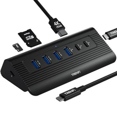 Imagem de TRENFI Hub USB C 10 em 1 com cabo destacável | Estação de ancoragem USB 3.2 Gen 2 de 10 Gbps de alumínio com HDMI 4K 60 Hz, 100W PD, leitor SD/TF para MacBook Pro/Air M4/M3, iPad Pro, PC Laptops