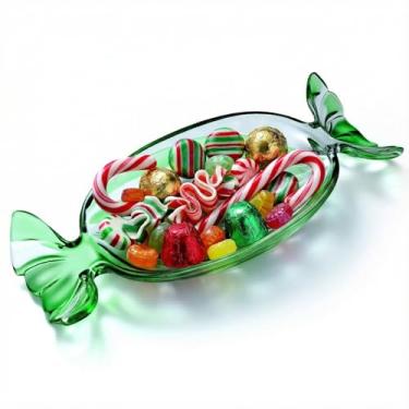 Imagem de Maxcheck Prato de doces de Natal, bandeja de vidro para doces, prato de sobremesa decorativo para festas de Natal, festas de fim de ano, tigelas de frutas de cristal para servir festa e armazenamento