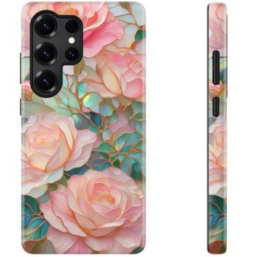 Imagem de DEENAKIN Capa fofa para Samsung Galaxy S23 Ultra - Compatível com carregamento sem fio - Silicone macio de camada dupla + capa rígida - Design elegante de flores silvestres - Capa de telefone chique