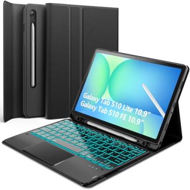 Imagem de inkolelo Capa Com Teclado Para Samsung Galaxy Tab S9 / Fe 11", Tablet Inteligente Removível Retroiluminação Em 7 Cores E Touchpad, 11" 2023, Preta