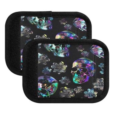 Imagem de Qilmy Linda alça de bagagem, caveira, embalagem com 4 unidades, identificadores de bagagem, etiqueta confortável, alças para carrinho, mala de viagem, acessórios de viagem de avião1071