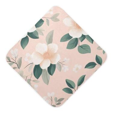 Imagem de Burbuja Flor branca em rosa toalha de banho para bebê - Toalha com capuz de algodão musselina absorvente macio para recém-nascido, 89 x 89 cm
