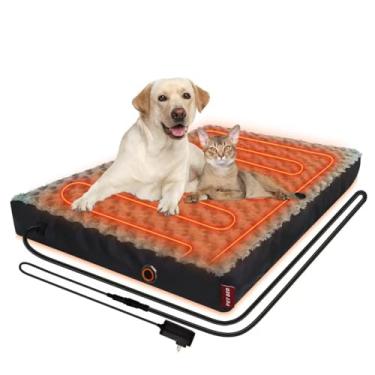 Imagem de HyphessAda Cama aquecida para cães com tensão segura de 12 V ~ 24 V, aquecimento elétrico, artrite ortopédica, com espuma viscoelástica espessa, cama aquecida para animais de estimação com capa
