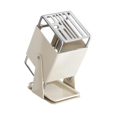 Imagem de Baoblaze Suporte para facas com e bandeja escorredora, compartimento para tesoura, organizador de armazenamento (sem facas) para, Branco