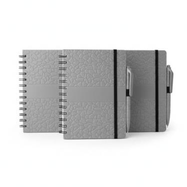 Imagem de Caderno Espiral com Capa Dura Texturizada, 70 Folhas Pautadas Impermeáveis, Suporte para Caneta, 17,8x12,8x1cm, Preto (3, Cinza)