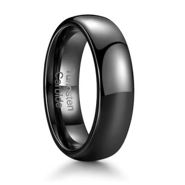 Imagem de Zillaly Anéis de tungstênio masculinos, alianças de casamento masculinas em ouro, preto e prata, tamanhos de 4 mm, 6 mm, 8 mm, alianças de casamento masculinas de tungstênio com ajuste confortável e