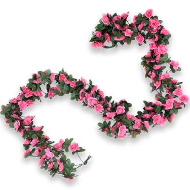 Imagem de Bairdish 4 peças, guirlanda de flores falsas de videiras artificiais com folhas verdes, plantas florais falsas penduradas para decoração de quarto de casa, quarto, estética, decoração de Natal