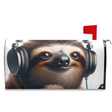 Imagem de TSENQUE Capas de caixa de correio de música preguiça fofas capas magnéticas de caixa de correio de primavera decorações decorativas de outono capas de caixa de correio, tamanho padrão 53 x 45 cm