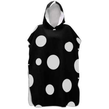 Imagem de Joisal Poncho de surfe preto de bolinhas trocando roupão para adultos toalha de banho com capuz ponchos de praia vestíveis para homens