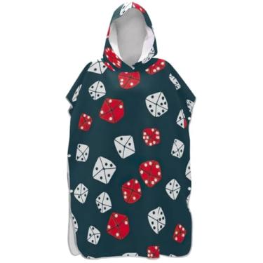 Imagem de Joisal Poncho de surfe absorvente para adultos trocador de roupão toalha com capuz floral branco vermelho azul-petróleo ponchos femininos com capuz