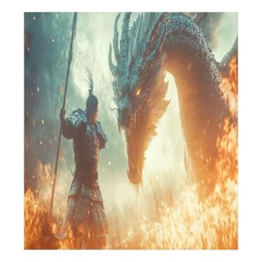 Imagem de Dragon Knight Capa magnética decorativa para lava-louças à prova d'água adesivos de ímã de geladeira portátil para bancada 58 cm x 66 cm