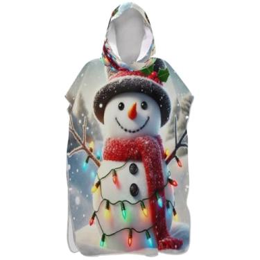 Imagem de Joisal Poncho de surfe para adultos trocador de roupa de praia toalhas com capuz absorventes fofos boneco de neve ponchos de praia para homens