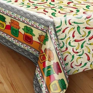 Imagem de Toalha de Mesa Térmica Impermeável Estampada 4–12 Lugares Proteção para Mesa Cozinha Jantar (Peppers,12 Lugares: 3,50m x 1,40m)