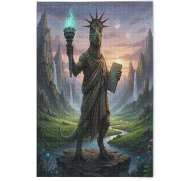 Imagem de Quebra-cabeça Jigsaw 1000 peças adultos dinossauro legal estética tecnologia presentes para amantes cena quebra-cabeça colorido flor animal pintura, 1000 peças, 75 x 50 cm