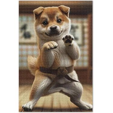 Imagem de Quebra-cabeças engraçados para cães com pose de karatê para adultos, 500 peças, flores, animais, exclusivos, presentes de elefante branco para a família