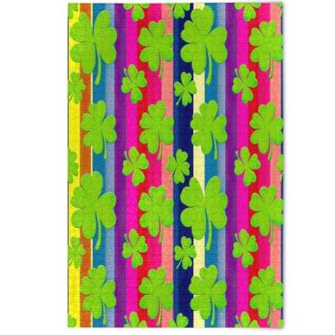 Imagem de Quebra-cabeça adulto 500 peças trevos verdes colorido listrado engraçado jogo de quebra-cabeça presentes tecnológicos paisagem animal floral arte, 500 peças, 52 x 37,8 cm