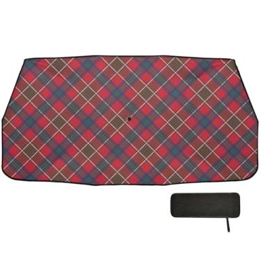 Imagem de Guarda-sol verde vermelho clássico tartan carro guarda-sol para-brisa bloqueio UV sombra de janela para carro 147 x 75 cm proteção solar interior automotivo