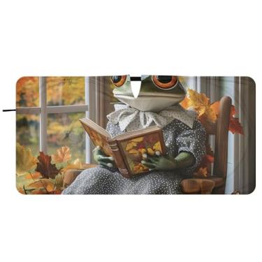 Imagem de Guarda-sol personalizado bonito senhora sapo engraçado carro para pára-brisa bonito dobrável acessórios de carro pára-brisas guarda-sol, 76,2 cm x 149,9 cm