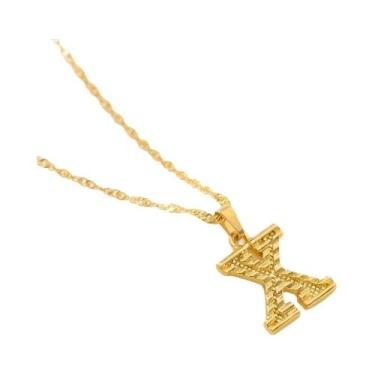 Imagem de Moda banhado a ouro 26 letras iniciais pingente onda de água corrente 